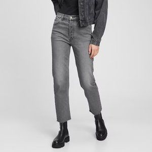 Old Navy Flare Ankle Gray Cropped Jeans "Cheeky Straight" Size 30 (10)